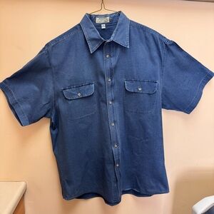Vintage Guess Blue Denim Jean
Short Sleeve Button Shirt Mens XL